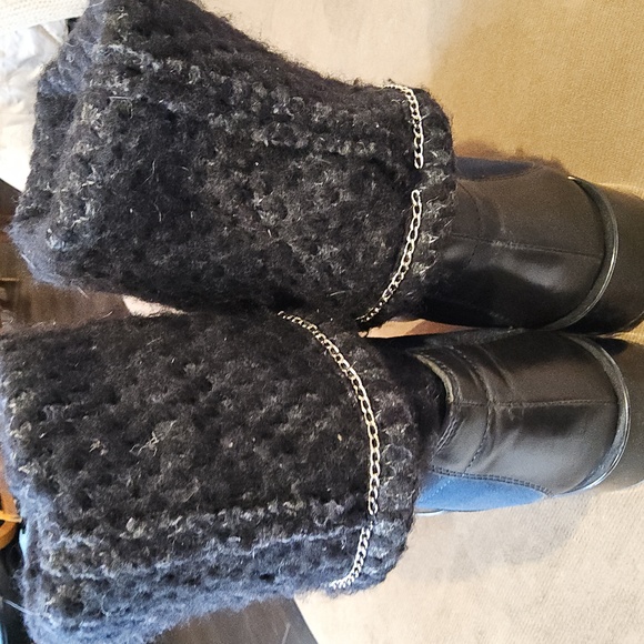 Chanel Navy Vintage Booties Boucle Tweed + Leather with Chain Size 42 - Picture 4 of 10